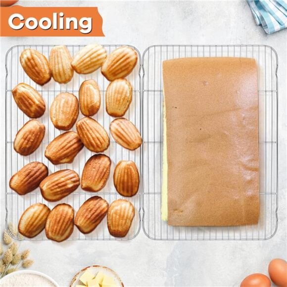 P&P CHEF Baking Rack Cooking Rack Set of 2-16.6''x11.5", Stainless Steel Wire - Picture 6 of 8